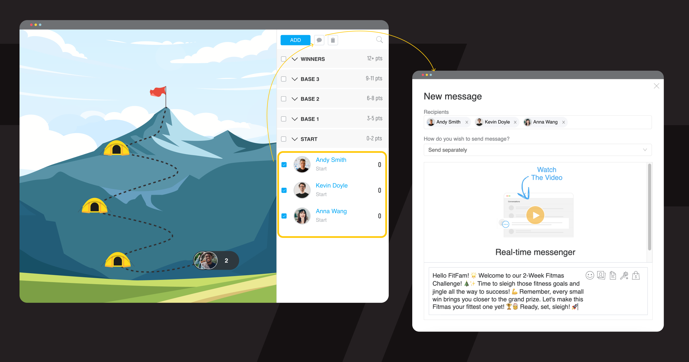Excite and motivate your participants with messages